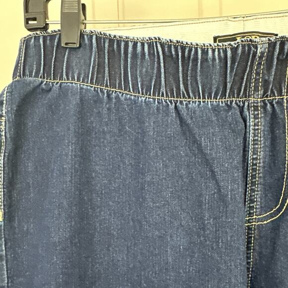 Lucky & Blessed Jeans Womens 2X Blue Two Tone Denim Retro Fit & Flare Pants - Picture 3 of 9